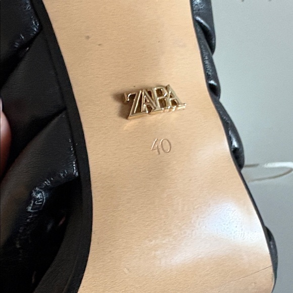 ZARA BLACK LEATHER SQUARE TOE HEEL MULES- SZ: 9 - Picture 8 of 8